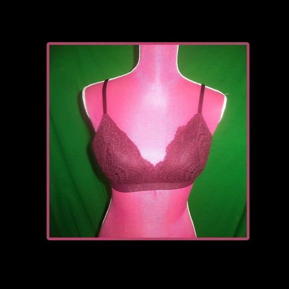 VICTORIA'S SECRET~BRA LINED NO WIRE BURGUNDY LACE PADDED-WOMENS SIZE 32C - Picture 2 of 5